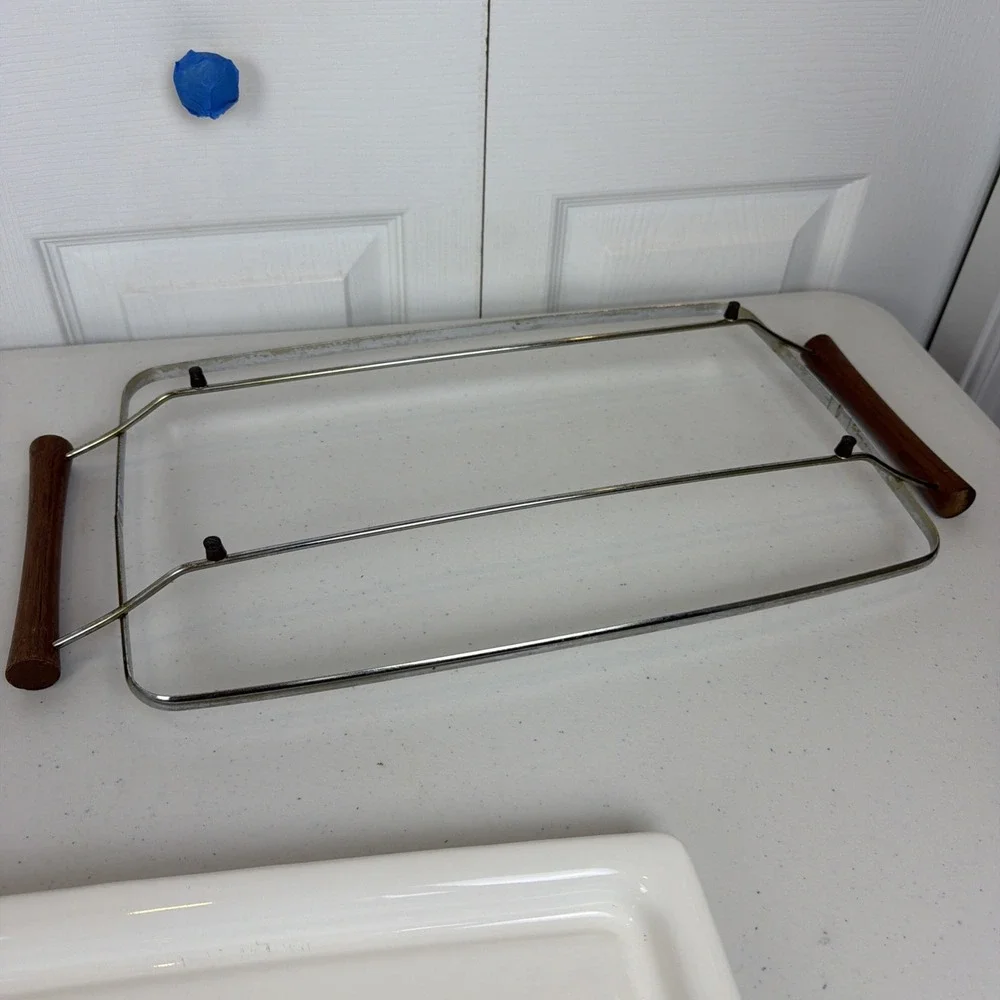 Vintage Corning Ware Cornflower Broil & Bake Tray With Serving Rack Stand P 35 B